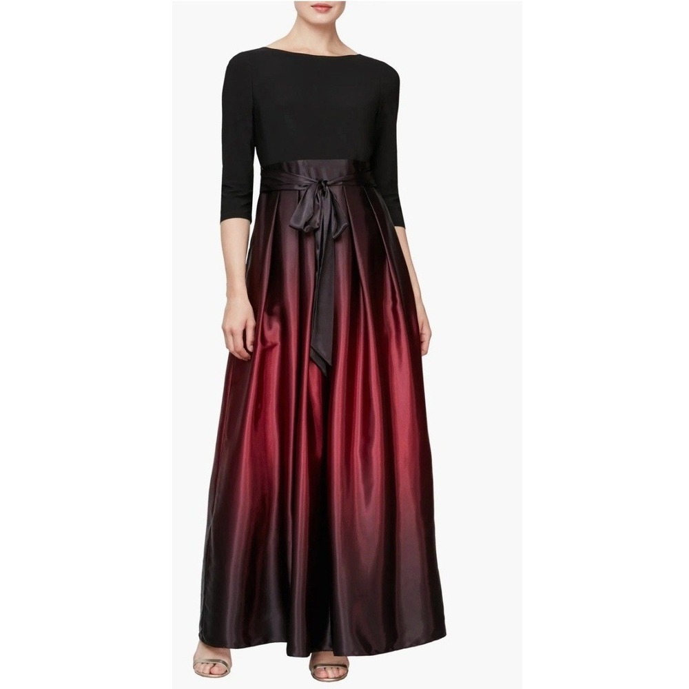 SL Fashions Ombre Skirt Gown Women 6P New Tie Waist Formal Maxi MSRP $149
